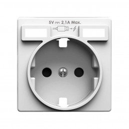 Tapa para Base de Enchufe Schuko con Cargadores USB, Blanco Mate, Simon 82 Concept