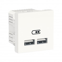Schneider Cargador doble USB 2,1A 2M Blanco New Unica NU341818