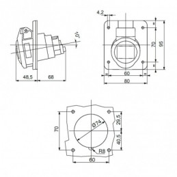 Base fija empotrable 10º Gewiss HP IP44 3P+T 32A 400V 6H GW62221H