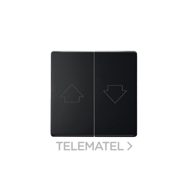 Tecla doble para persianas con enclavamiento negro mate serie Concept