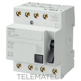 Interruptor diferencial Siemens 4P 40A 30mA 5SM33440