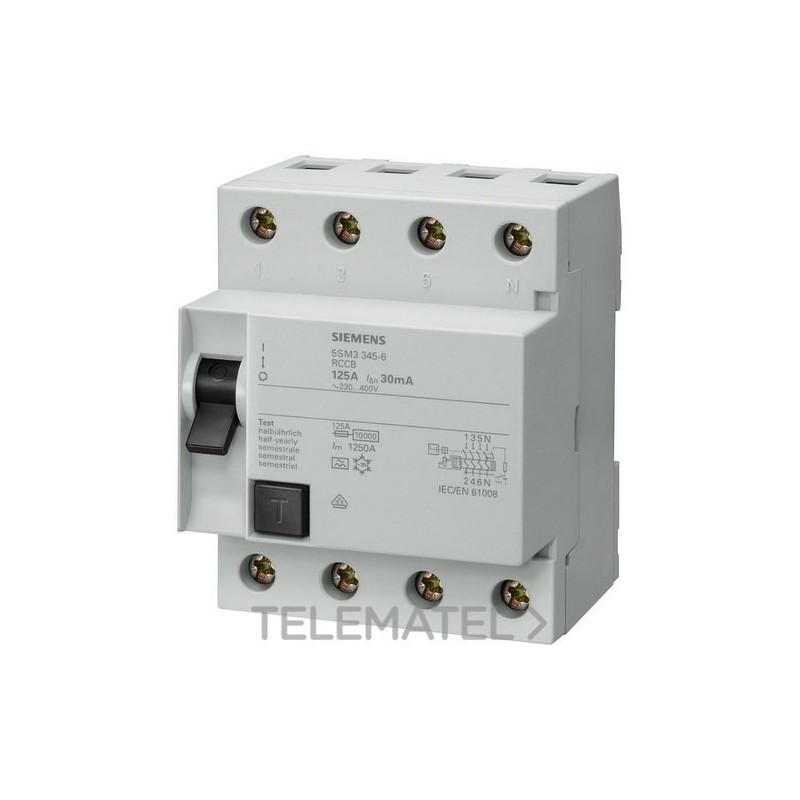 Siemens Disyuntor diferencial 5SU1656-7KK25 2P 25A 30mA 6kA