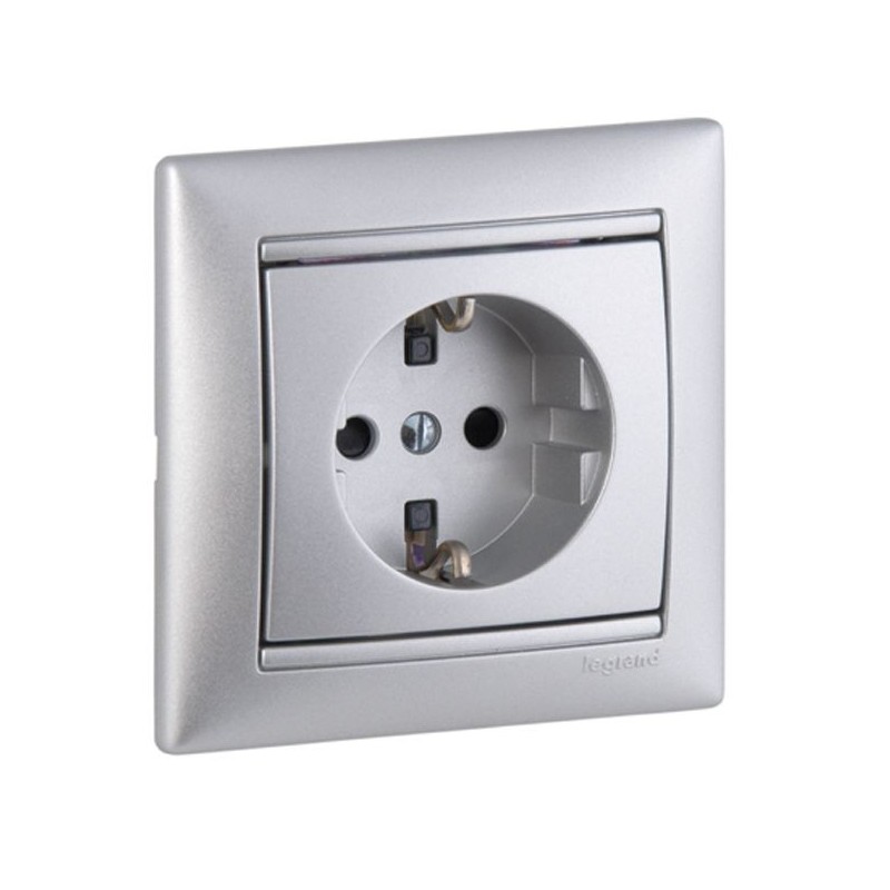 Legrand Base enchufe 2P+T Valena 16A 230V Aluminio 770121