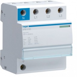 Hager Limitador Sobretensión Monobloc 3PN 15KA 440/275V SPM415D