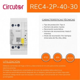 Interruptor diferencial autorearmable REC4-2P-40-30 P26A21 CIRCUTOR