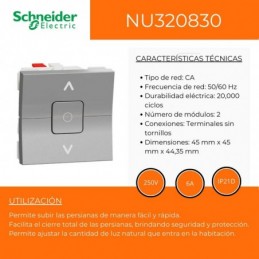 Schneider interruptor de persianas aluminio New Unica NU320830