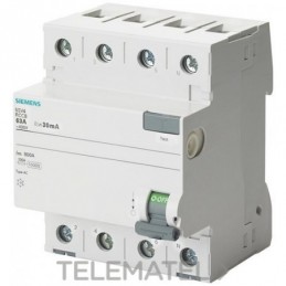 H1: Interruptor Diferencial Siemens 2P 63A AC 30mA 230V 5SV43440