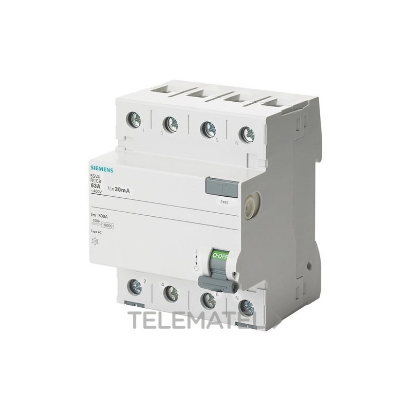 H1: Interruptor Diferencial Siemens 2P 63A AC 30mA 230V 5SV43440