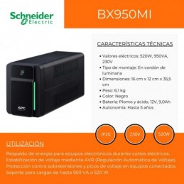 Schneider sai interactivo APC Back-UPS 950VA 230V AVR IEC Sockets BX950MI