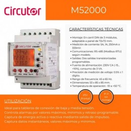 Analizador de redes trifásico, Carril DIN CVM-Mini M52000 Circutor