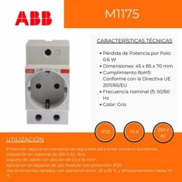 Base Modular ABB Schuko Alemán M1175 con Cubierta 250V 16A