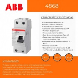 ABB Interruptor diferencial bipolar 40a 30ma 2CSF202004R1400