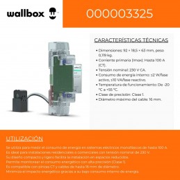 Medidor de energía wallbox Power Meter Monofasico 1P 100A con pinza