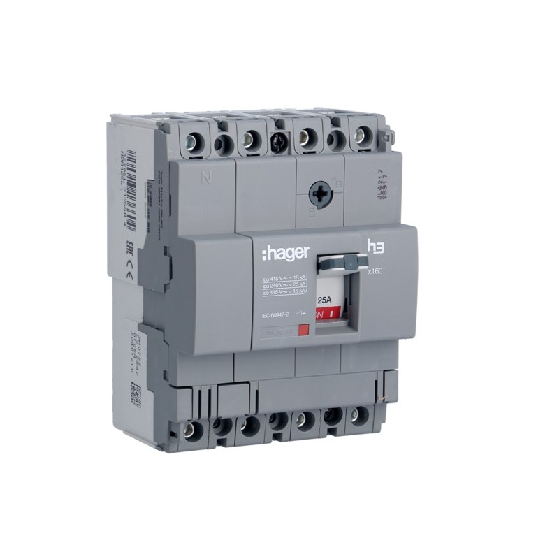 Hager Interruptor automático 4P 125A 18kA X160 HDA126L