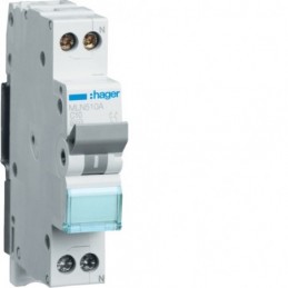 Interruptor Automático Hager ML 1P+N 10A C 6kA MLN510A